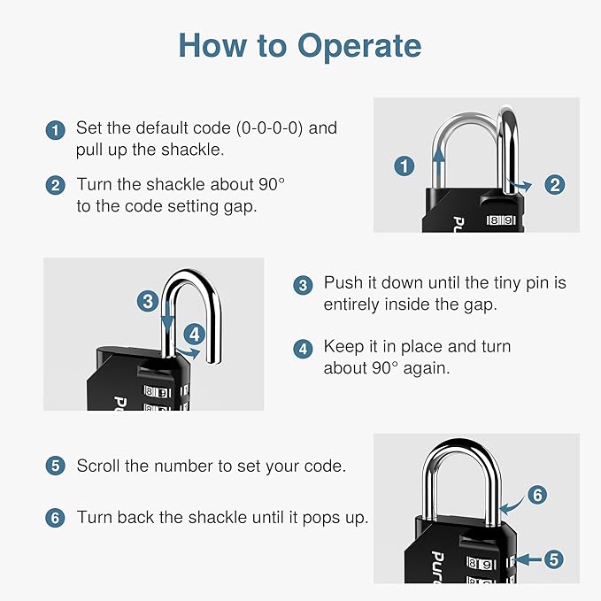 Puroma 2 Pack Combination Lock for Locker 4 Digit Outdoor Waterproof Padlock - Image 7