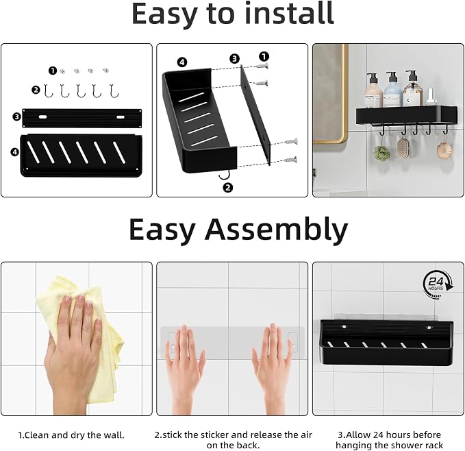 Adhesive Shower Caddy, Rustproof Shower Shelve - Image 8