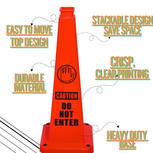 BESEA Caution Cone 5 Pack, Business Parking Lots, Indoor/Outdoor - Image 6