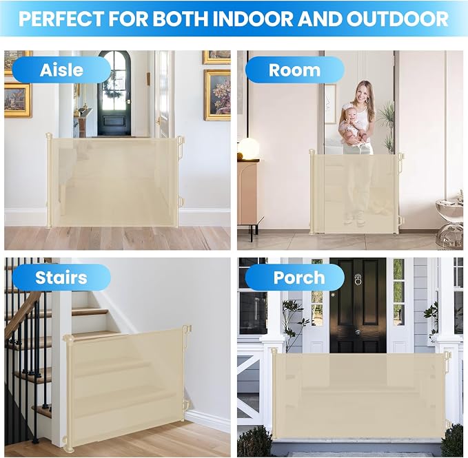 Retractable Safety Baby Gate or Mesh Dog Gate, Durable Portable Mesh - Image 6