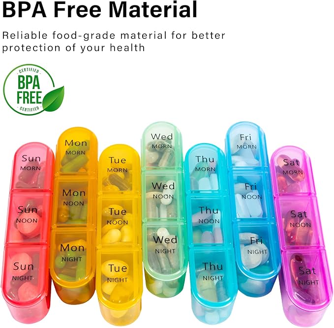 Daviky Pill Organizer 3 Times a Day, Daily Pill Box 7 Day, Weekly Cases - Image 9