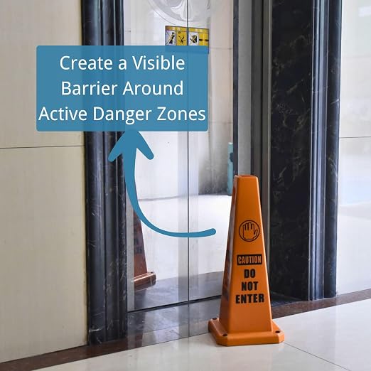 BESEA 4Pack Red Cones Caution DO NOT Enter Sign 4-Sided Heavy Duty Traffic Cones - Image 7