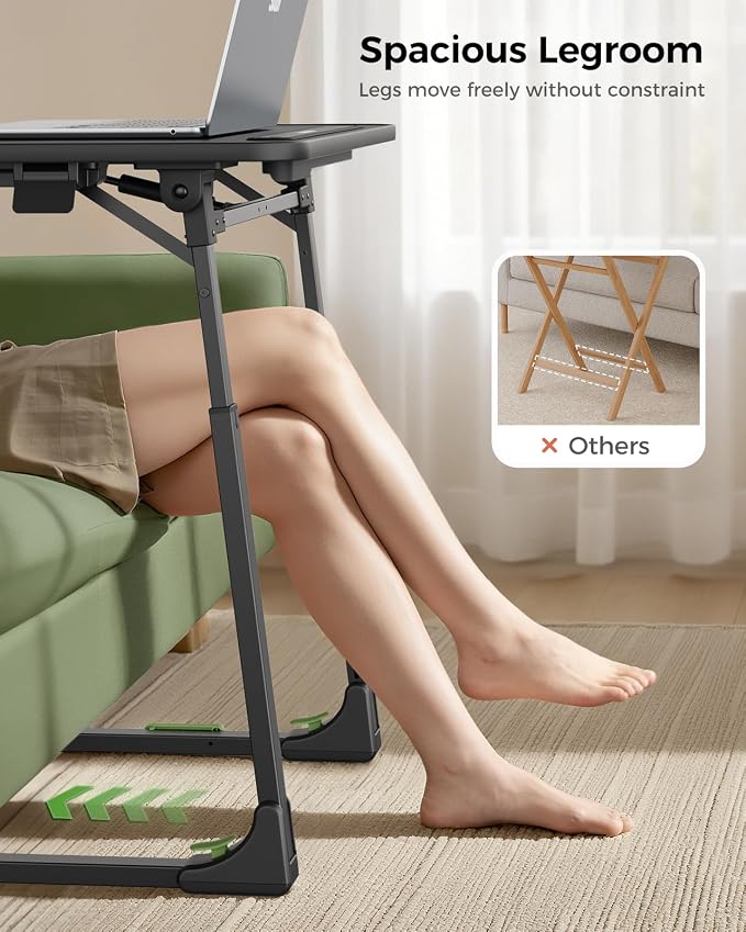 SAIJI Upgraded Small Folding Table, Height & Tilt Adjustable Sturdy TV Dinner - Image 8