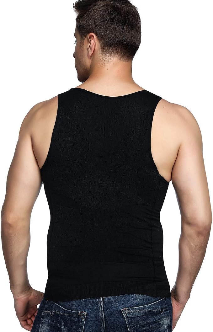 Odoland Mens 3 Pack Body Shaper Slimming Tummy Vest Thermal Compression Shirt - Image 8