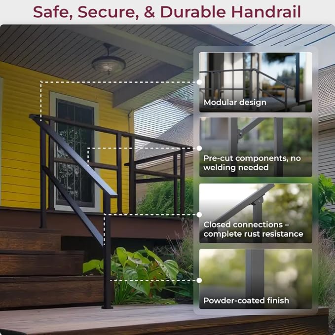 CR Fence & Rail Handrails for Outdoor Steps & Indoor Stair Railing Kit - Image 8