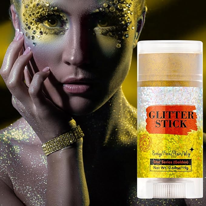 MEICOLY Gold Face Body Glitter Stick, Music Festival Accessories Outfits - Image 7