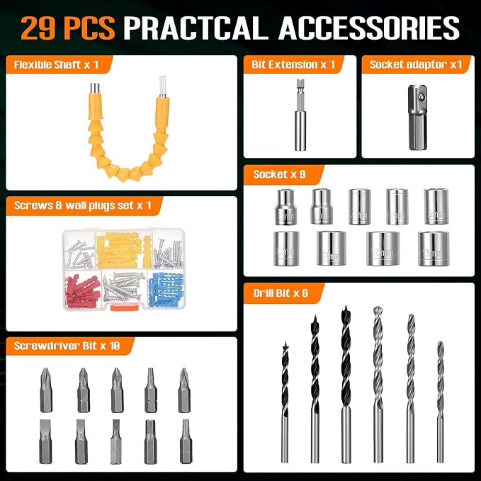 WORKBLESS 21V Power Drill Set, Cordless Drill - Image 9