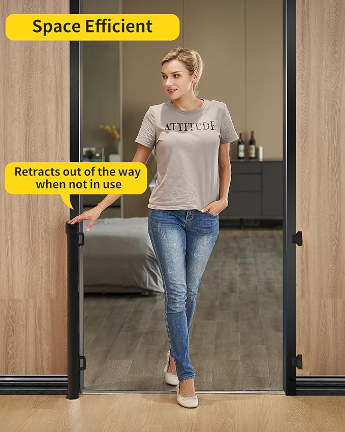 Retractable Baby Gate for Stairs – 33” Height, Expands up to 55” Width – Safety - Image 7