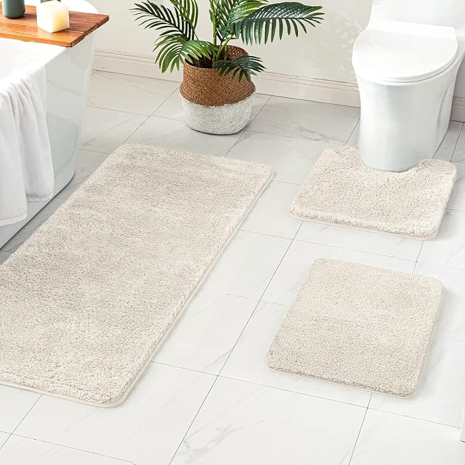 MIULEE Microfiber Toilet Bath Mat U-Shaped Contour Shaggy Rugs Non Slip Extra - Image 8