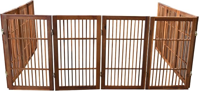 Pet Dog Gate Strong and Durable Freestanding Folding Acacia Hardwood Portable - Image 9