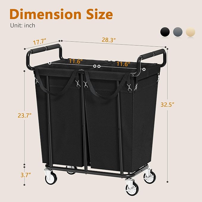 Large Laundry Hamper with Wheels, 2 - Field & Grace
