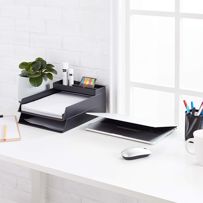 Amazon Basics Rectangular Plastic Desk Organizer, Half Accessory Tray, 9.4" x - Image 9