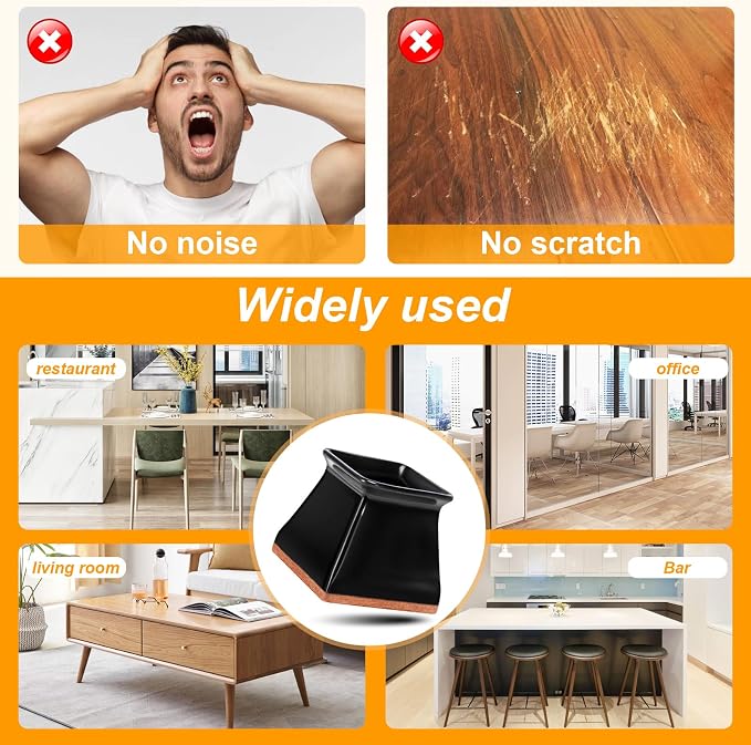 CHUNZEXI 16 Pack Square Chair Leg Floor Protectors - Image 6