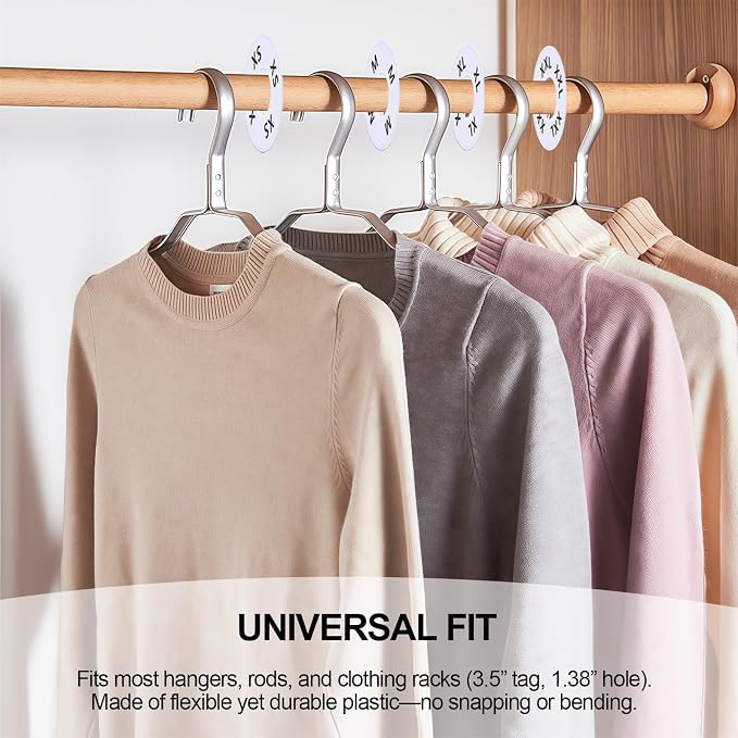 25 Pcs Clothing Rack Size Dividers Round White Plastic Size Markers - Image 6