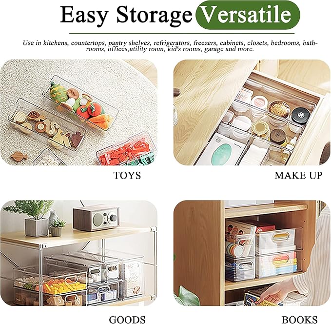 4 Pack Clear Storage Drawer Set, Stackable Fridge Drawer Organizer Fruit - Image 7