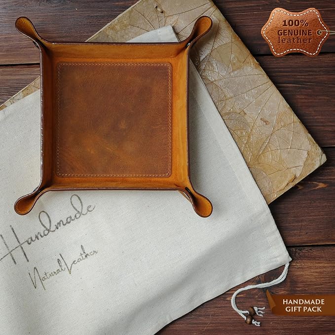 Handmade Leather Catch All Tray and Organizer - Image 8