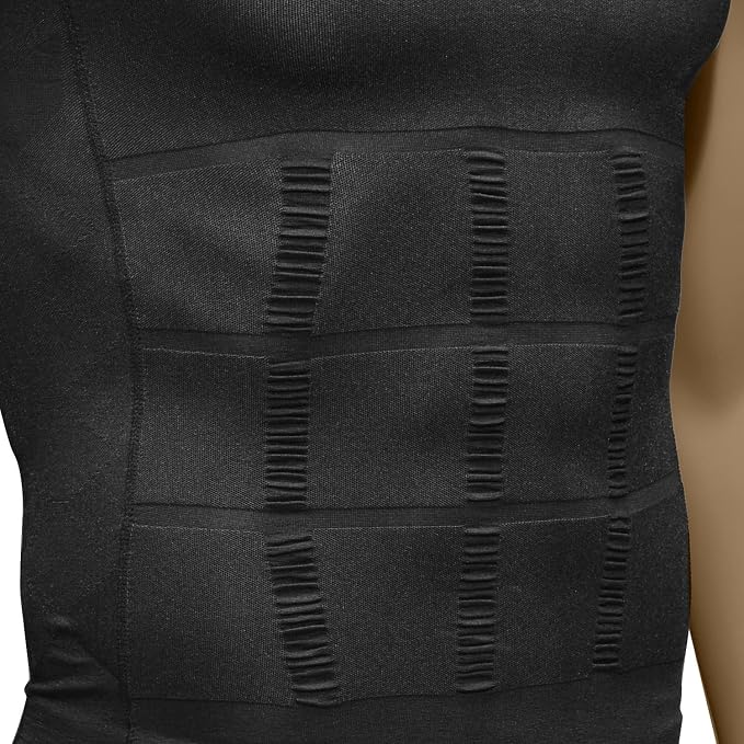 Odoland Mens 3 Pack Body Shaper Slimming Tummy Vest Thermal Compression Shirt - Image 8