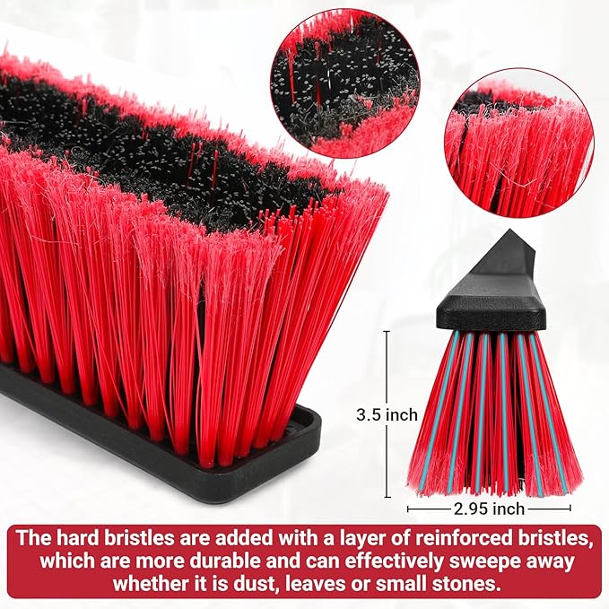 24" Push Broom with 63" Long Handle, Heavy Duty Broom - Field & Grace