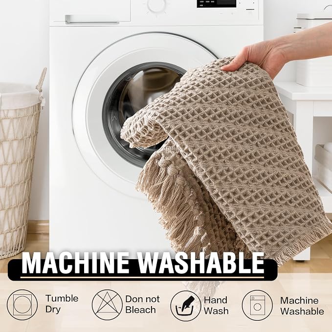 H.VERSAILTEX Waffle Bath Mat Super Absorbent Boho Bath Mat Non Slip Bath Rugs - Image 7