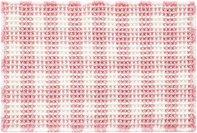 Waffle Bath Mat, Boho Bathroom Rugs Non Slip Washable Absorbent Checkered - Image 9
