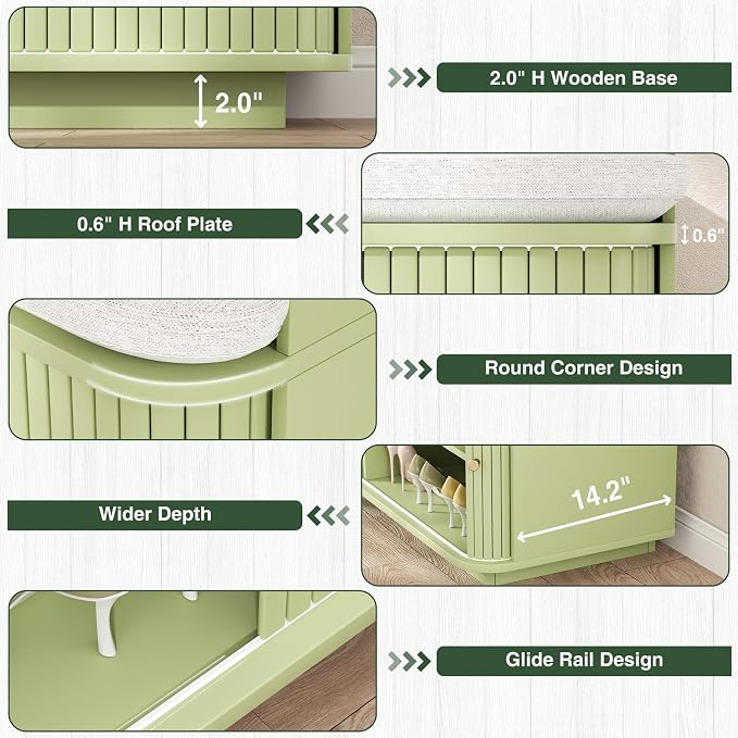 Hall Tree with Bench and Shoe Storage, Entryway Bench with Sliding Door Cabinet - Image 9