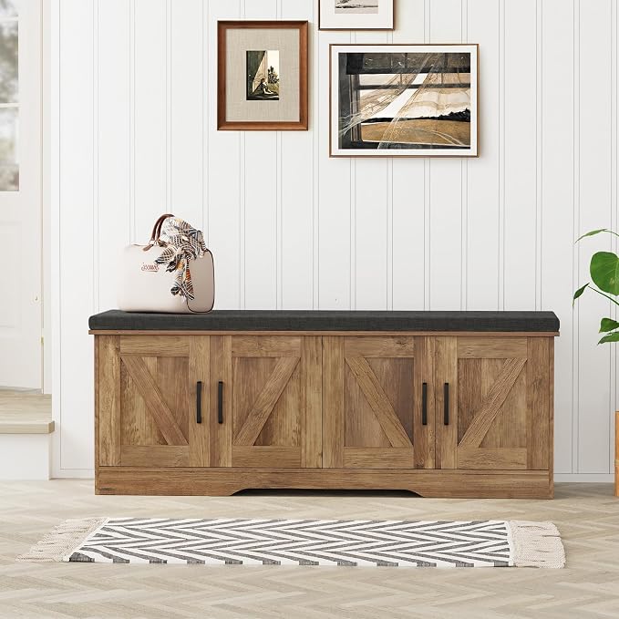 2-Tier Storage Bench, 47.2" Wide Shoe Bench - Image 9