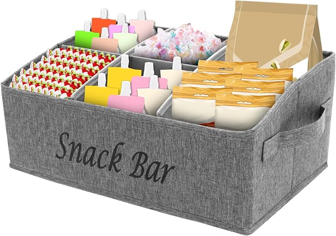 Snack Organizer for Countertop, 6 Compartment Snack Basket Container, Trapezoid - Image 9