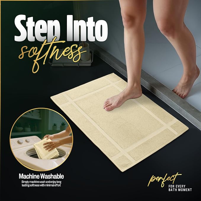 Pearl Linens Pack of 2 100% Cotton Bath Mat 20x30 inches, Soft & Absorbent - Image 8