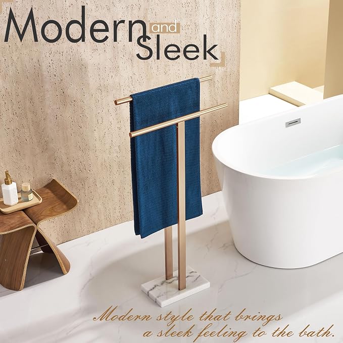 KOKOSIRI Standing Towel Rack for Bathroom Floor 2-Tier Towel Holder Free Stand - Image 12