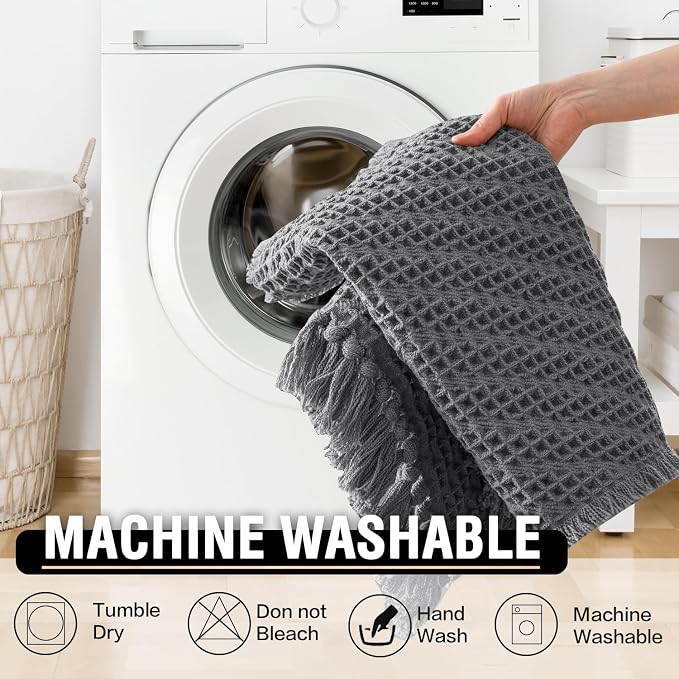 H.VERSAILTEX Waffle Bath Mat Super Absorbent Boho Bath Mat Non Slip Bath Rugs - Image 7