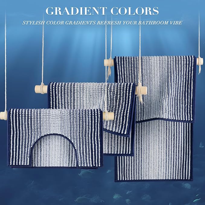 BSICPRO Bathroom Rugs Sets 3 Piece, Toilet Rugs U-Shaped Contour Bath Mat Set - Image 5