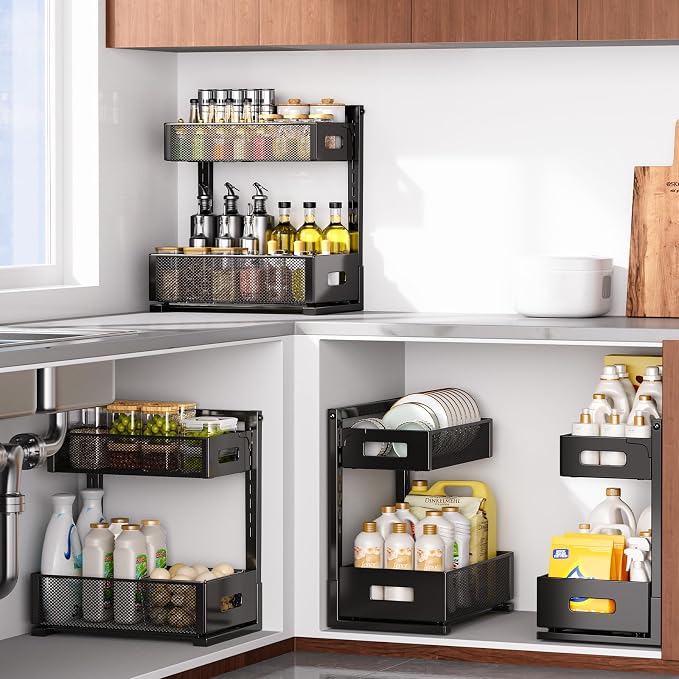 Under Sink Organizer 2 Tier, Adjustable Height Under Sink Organizers and Storage - Image 9