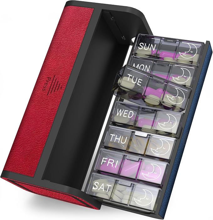 Pill Organizer 2 Times a Day, Am Pm Twice Daily Pill Case, Detachable Large - Image 9