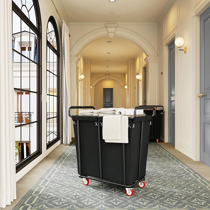 Large Laundry Hamper with Wheels, 360L Rolling Big Laundry Basket - Field & Grace