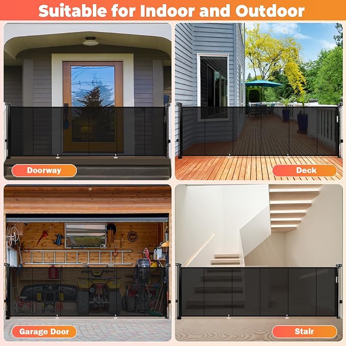 120" Extra Wide Retractable Baby Gates Mesh Gate, Long Retractable Dog Gate - Image 7