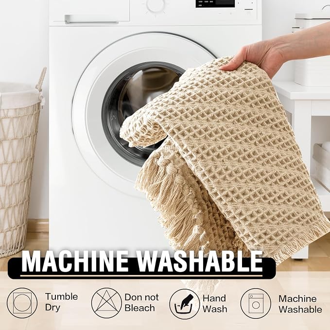 H.VERSAILTEX Waffle Bath Mat Super Absorbent Boho Bath Mat Non Slip Bath Rugs - Image 7