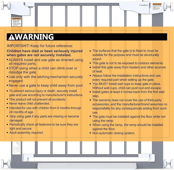 Cumbor 29.7-46" Baby Gate for Stairs, Gifts for Mom-Auto Close Dog Gate for The - Image 9