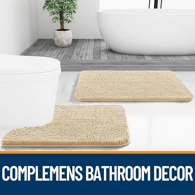 OLANLY Bathroom Rugs Sets 2 Piece, Soft Absorbent Chenille Bath Mats Area Rug - Image 6