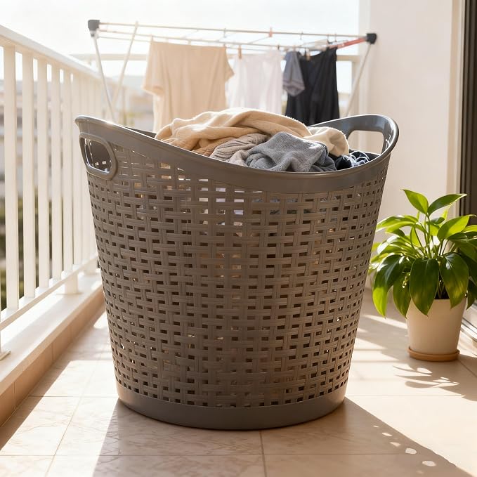 6 Packs 30 L Easy Carry Laundry Hamper, Plastic Ventilated Laundry Basket - Image 7