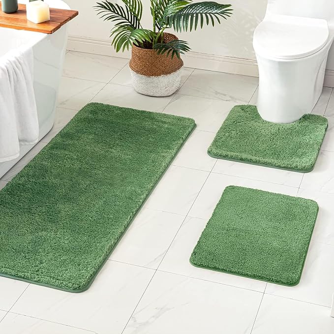 MIULEE Moss Green Bathroom Runner Rug 24x60 Inches, Long Bath Mat - Image 7