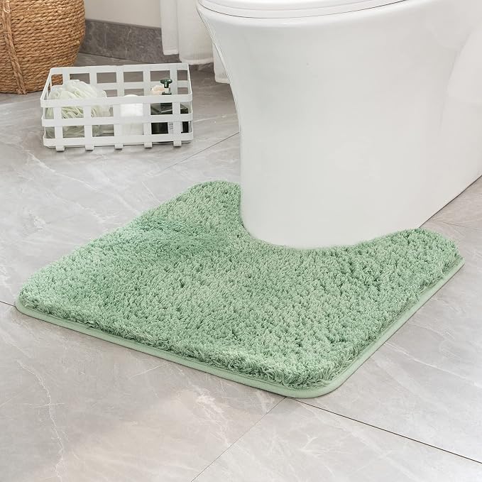 MIULEE Microfiber Toilet Bath Mat U-Shaped Contour Shaggy Rugs Non Slip Extra - Image 6