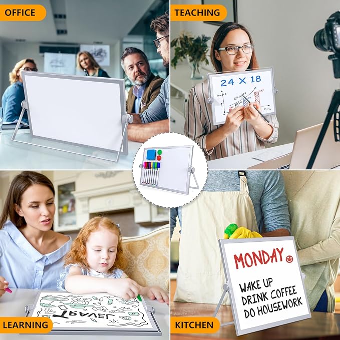 Small Dry Erase White Board, Magnetic Desktop Whiteboard - Image 8