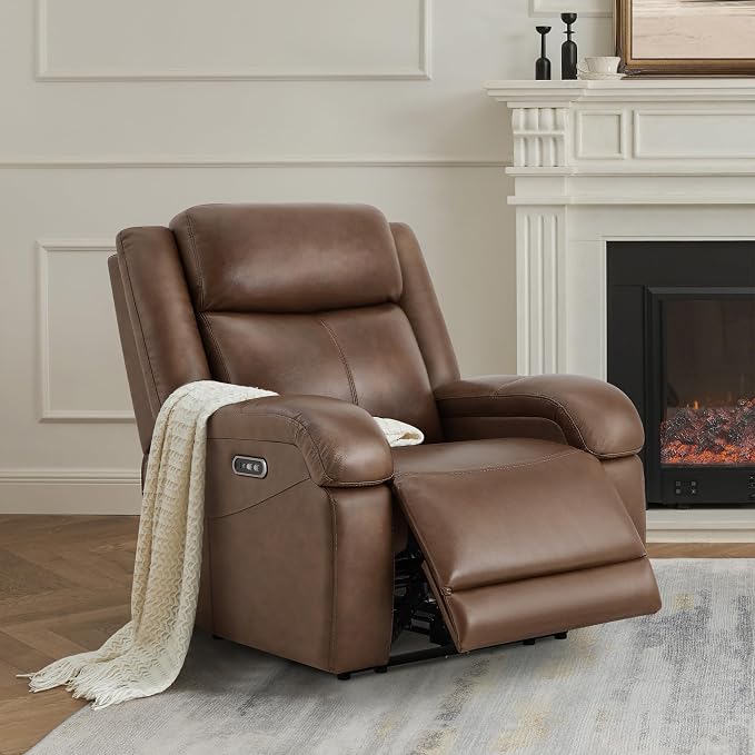 Watson & Whitely Genuine Leather Power Recliner Chairs - Image 9