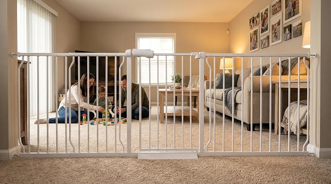 Extra Wide Baby Gate 85.8-90.5 Inch, Pressure Mounted No Drill, Extra Wide - Image 7