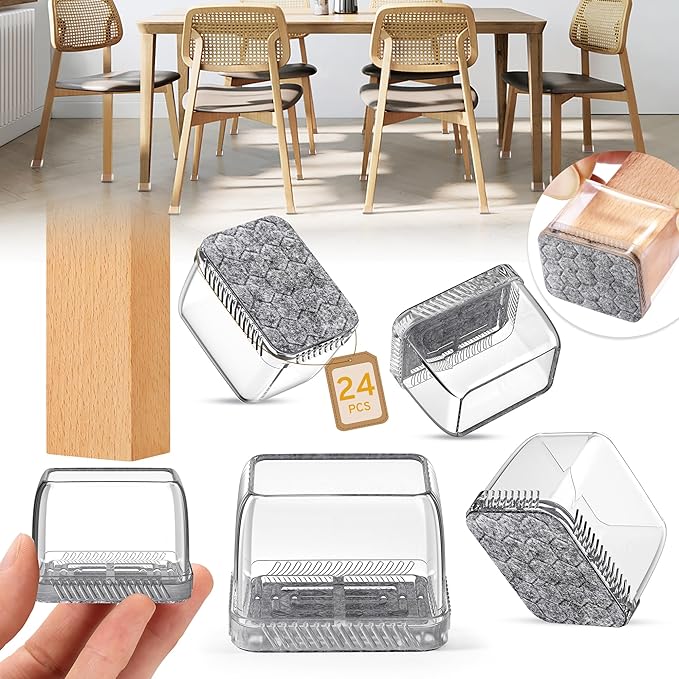 24PCS Rectangular Chair Leg Floor Protectors, Furniture Sliders, Non-Slip Felt - Image 8