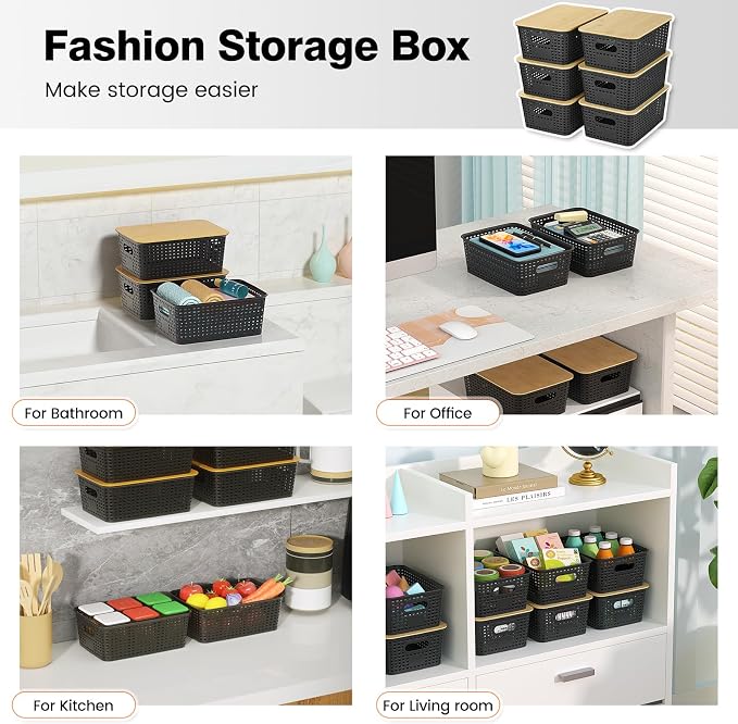Plastic Storage Baskets With Bamboo Lid - Image 8