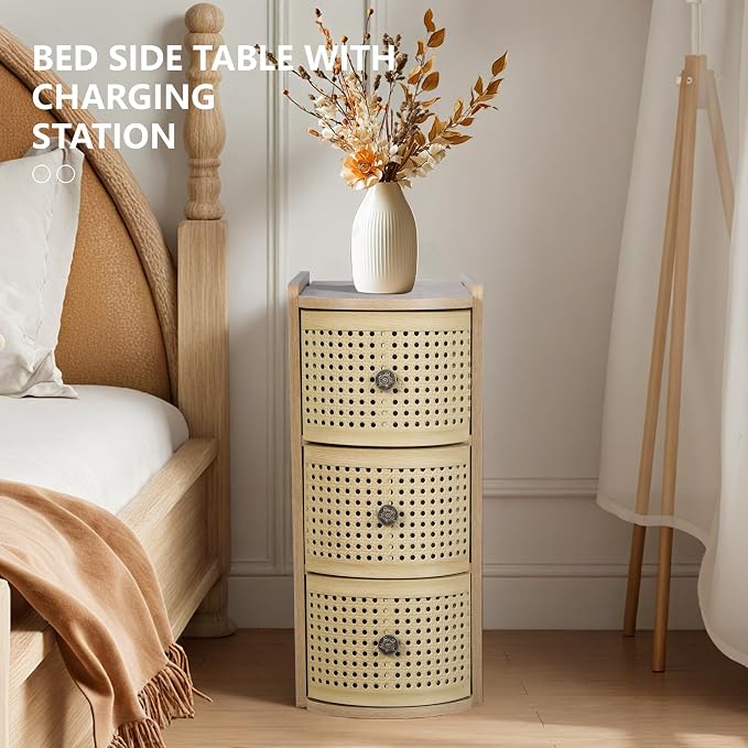 Metal Rattan Narrow End Table - Image 7