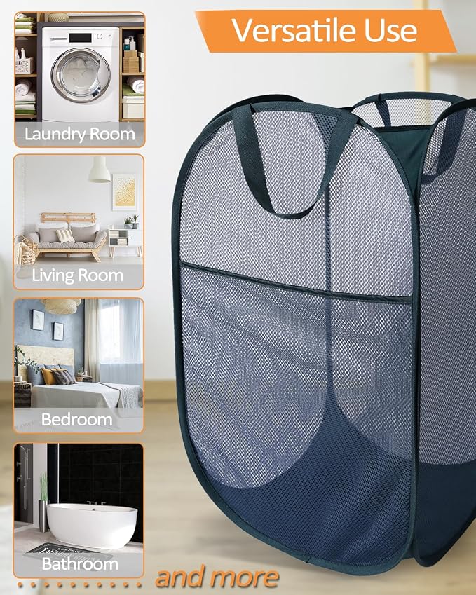 2 Pack Durable Collapsible Laundry Baskets - Image 7