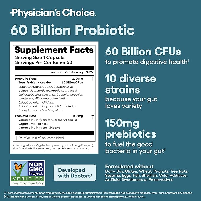 Physician's CHOICE Probiotics 60 Billion CFU - Field & Grace