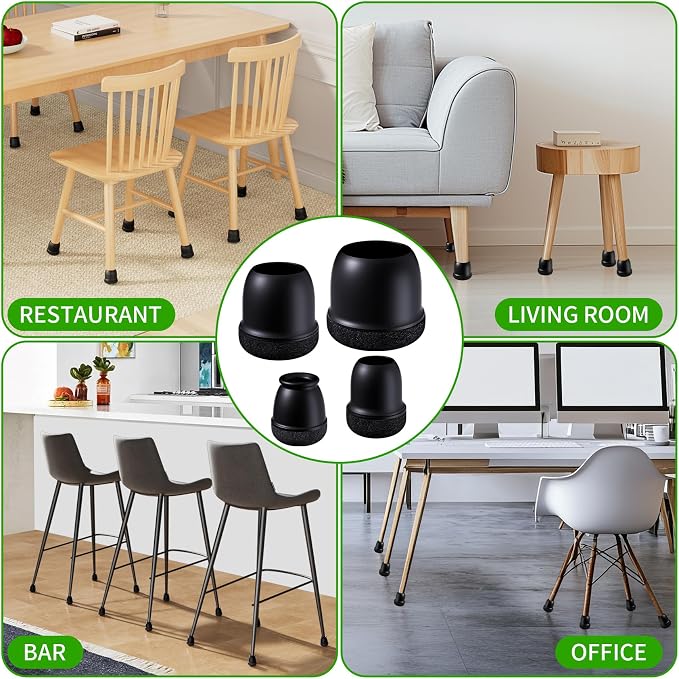 24 Pcs Chair Leg Protectors for Hardwood Floors, Silicone Felt Furniture Leg - Image 8